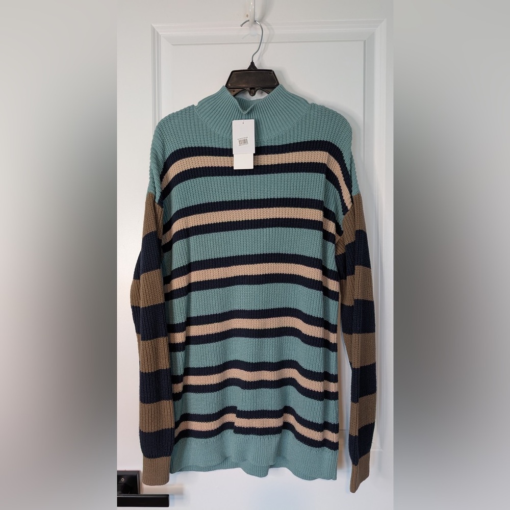 Treasure & Bond Women’s Striped Mock Neck Sweater Multicolored NWT Size Medium